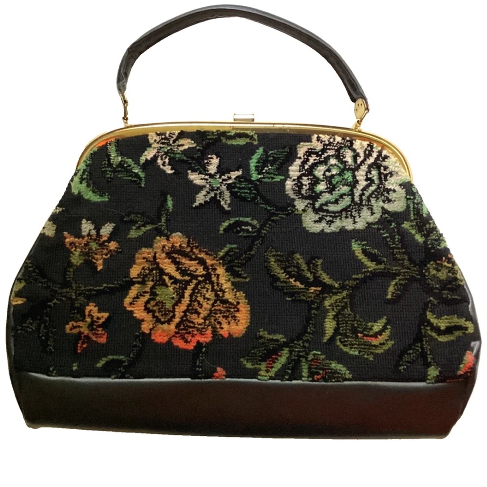 Vintage 1960's Tapestry Floral Handbag Needlepoint - Picture 2 of 10